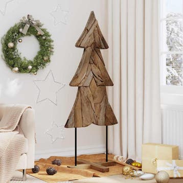 vidaXL Kerstboom met standaard Bruin 151 cm Massief teakhout, Diversen, Kerst, Verzenden, Nieuw