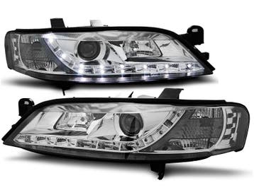 Koplampen Opel Vectra B 96-98 Devil Eyes real DRL LED Chroom, Auto-onderdelen, Ophalen of Verzenden, Nieuw
