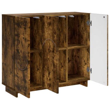 vidaXL Dressoir Gerookt eiken 85,5 x 31 x 75 cm Bewerkt hout, Verzenden, Nieuw, 50 tot 100 cm, 25 tot 50 cm