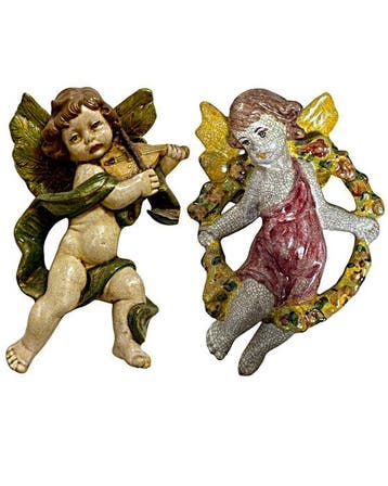 Caltagirone - Paar engelen om op te hangen (2) - Keramiek -