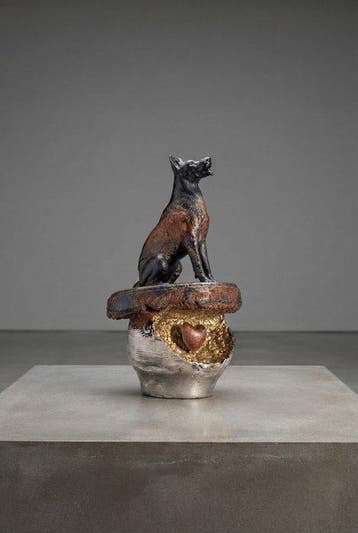 sculptuur, Faithful Heart - 25 cm - Steengoed, Tin, Hars