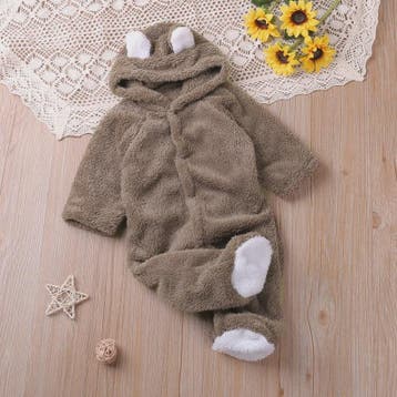 Schattige Baby Romper met Berenoren - Winter Jumpsuit voor J, Verzenden, Nieuw