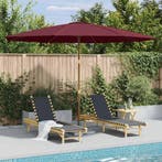 vidaXL Parasol met houten paal 350 cm bordeauxrood, Verzenden, Nieuw, 3 tot 4 meter