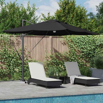vidaXL Parasol Zwart 351 x 250 x 253 cm Polyester en, Verzenden, Nieuw, 2 tot 3 meter
