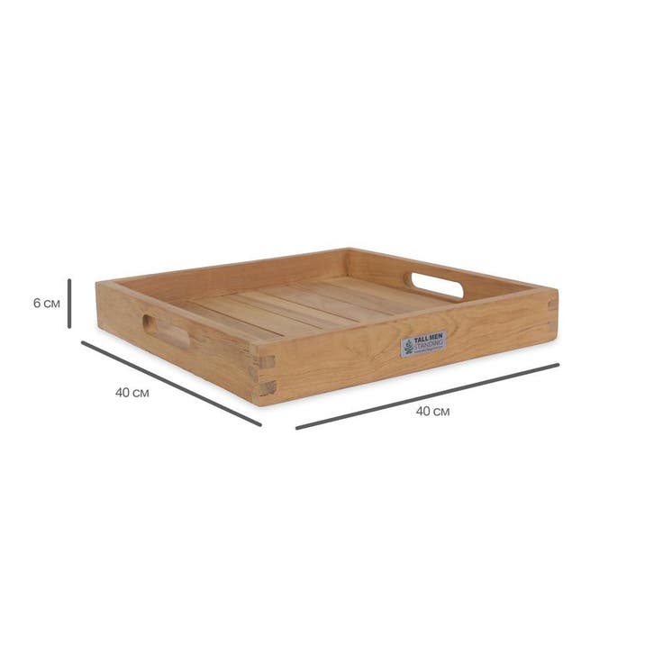 Handgemaakt Houten Dienblad 40 x 40 cm  Decoratief en sterk, Huis en Inrichting, Woonaccessoires | Dienbladen, Dienblad, Afneembaar