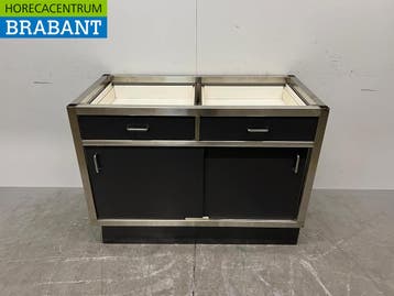 RVS Onderkast Kast 2 Schuifdeuren en 2 laden 120 cm Horeca, Ophalen of Verzenden, Gebruikt