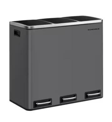 Prullenbak 3×18L – Softclose Pedaalemmer met Compartimenten, Huis en Inrichting, Woonaccessoires | Prullenbakken, Verzenden, Nieuw
