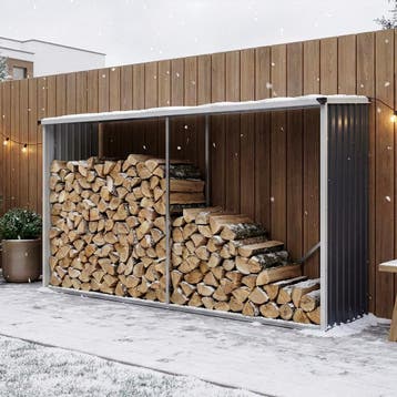[casa.pro] Stalen brandhout rek Kalmar houtopslag 352x80x152, Verzenden