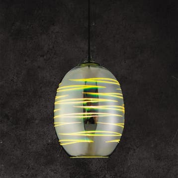 LED Hanglamp 3D - Ovaal - Chroom Glas, Ophalen of Verzenden, Nieuw, Glas, Minder dan 50 cm