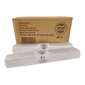 Afvalzak HDPE 50x55 cm T15 Transparant - 1000 Zakken, Verzenden, Nieuw