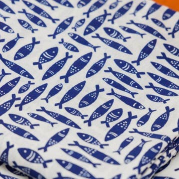 BA189 - Stof Sardine del Mediterraneo – Zeemotief op witte