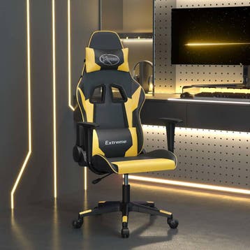 vidaXL Massage gamestoel kunstleer zwart en goudkleurig, Verzenden, Nieuw