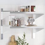 vidaXL Wandschap 2-laags 75x40x60 cm roestvrijstaal, Verzenden, Nieuw