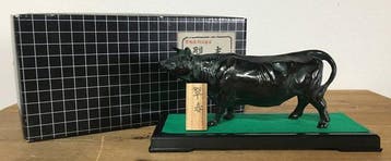 Vintage Japanese Bronze Finish Black Bull Figurine - Fine
