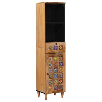vidaXL Badkamerkast Naturel 38 x 33 x 160 cm Massief Mango, Huis en Inrichting, Badkamer | Badkamermeubels, Verzenden, Nieuw, (Half)hoge kast