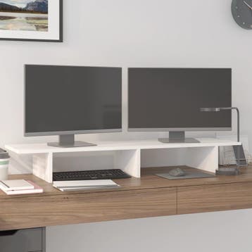 vidaXL Monitorstandaard 100x27x15 cm massief grenenhout wit, Verzenden, Nieuw