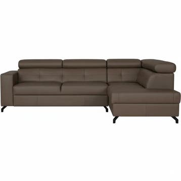 Leren hoekbank Nova - 2.5-zits arm links + Longchair arm, 250 tot 300 cm, Bohemian, Industrieel, Modern, Scandinavisch, Hoekbank