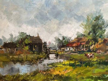 Joop Smits(1938-2017) - Hollands rivierenlandschap.