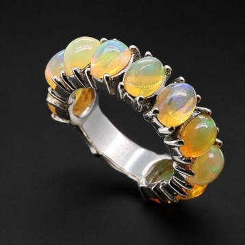 Zonder minimumprijs - Ring Zilver - Opaal, Sieraden, Tassen en Uiterlijk, Nieuw