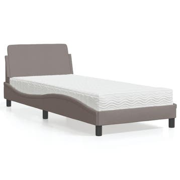 vidaXL Bed met matras Dover stof taupe 90x190 cm, 90 cm, Eenpersoons, Verzenden, Nieuw