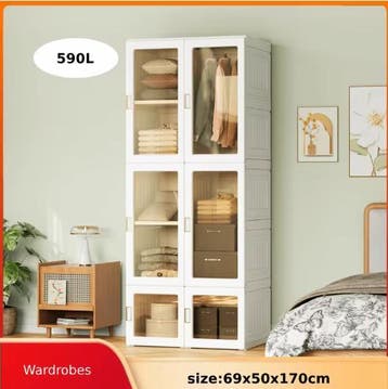 Draagbare Opvouwbare Kledingkast – 590L Opbergkast Wit 69×17, Verzenden, Nieuw