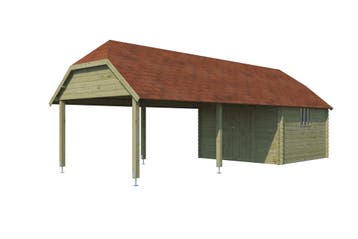 Woodlands Blokhut Oxford XXL Groen Geïmpregneerd 355 x 940, Nieuw