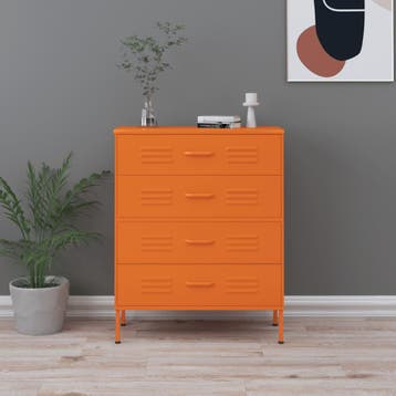 vidaXL Ladekast 80x35x101,5 cm staal oranje, Kinderen en Baby's, Kinderkamer | Commodes en Kasten, Verzenden, Nieuw