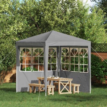 vidaXL Party Tent Zijwand 2 st 200 x 195 cm Lichtgrijs PE en, Verzenden, Nieuw
