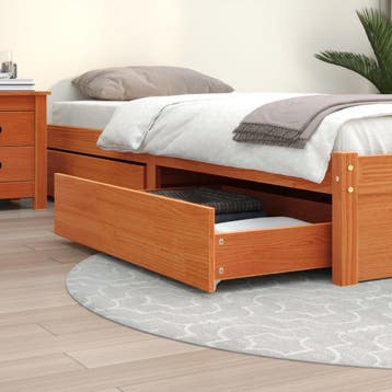 vidaXL Bedlades 4 st massief grenenhout wasbruin, Verzenden, Nieuw, Bruin, Hout