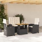 vidaXL 4-delige Tuinset met kussens poly rattan zwart, Verzenden, Nieuw, 4 zitplaatsen, Tuinset