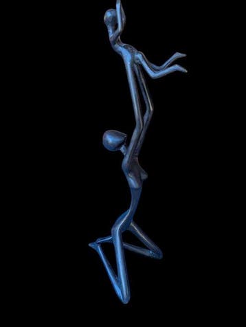 Beeldje, Couple accrobate - 37 cm - Brons