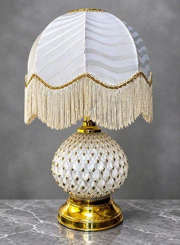 Lamp - Verguld messing, Opaline glas - Pineapple lamp