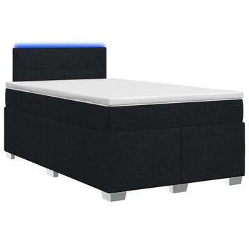 vidaXL Boxspring Bed met Matras en LED Zwart 120 x 190 cm, Huis en Inrichting, Slaapkamer | Bedden, Verzenden, Nieuw, Zwart