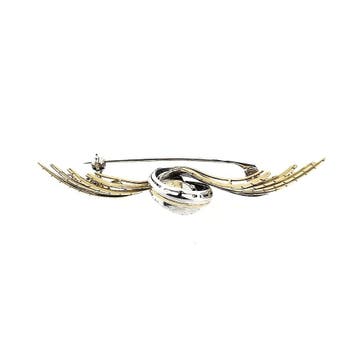 Bicolor gouden broche met diamanten; 0,60 ct., Sieraden, Tassen en Uiterlijk, Broches, Gebruikt, Ophalen of Verzenden, Met edelsteen