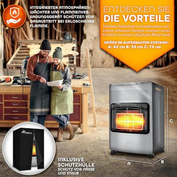 Gaskachel - Gasverwarming - 4200W - incl. Gasdrukregelaar en, Verzenden, Zo goed als nieuw