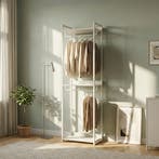 Kledingrek Jässaatka met 3 planken 200x61x40 cm grijs [en.ca, Verzenden, Nieuw