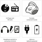 Lenco SCD-24 - Draagbare radio CD speler met AUX-uitgang - Z, Verzenden, Zo goed als nieuw