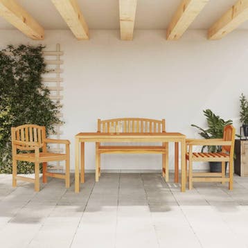 vidaXL 4-delige Tuinset massief teakhout, Verzenden, Nieuw, Hout, Tuinset