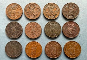 Nederlands-Indië. Willem III, Wilhelmina. 1 Cent 1856/1926,