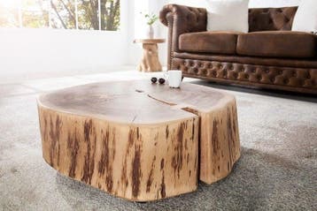 Boomstam salontafel GOA 60cm naturel acacia massief hout, Huis en Inrichting, Tafels | Salontafels, Ophalen of Verzenden, Nieuw