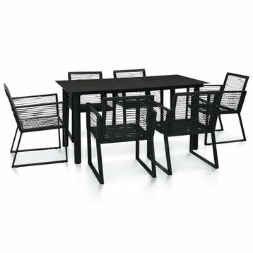 vidaXL 7-delige Tuinset PVC-rattan zwart, Tuin en Terras, Kunststof, Verzenden, 6 zitplaatsen, Nieuw