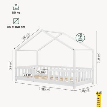 Kinderbed Treviolo met uitvalbeveiliging en matras 80x160 wi, Verzenden, Nieuw