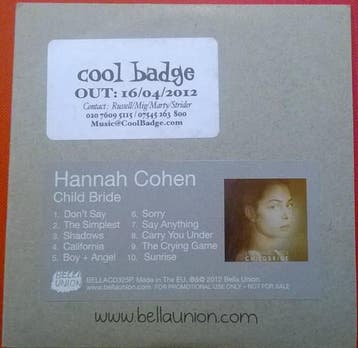cd card - Hannah Cohen - Child Bride, Verzenden, Zo goed als nieuw, Pop