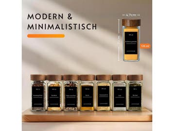 Five Stars® 24-delige Glazen Kruidenpotjes Set - Acacia, Verzenden, Nieuw