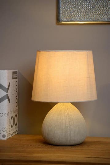 Lucide RAMZI - Tafellamp - Ø 18 cm - 1xE14 - Beige - Japandi, Ophalen of Verzenden, Nieuw