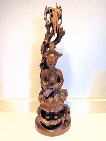 Grote Vietnamese sculptuur uit hardhoutwortel - Wijze, Antiek en Kunst