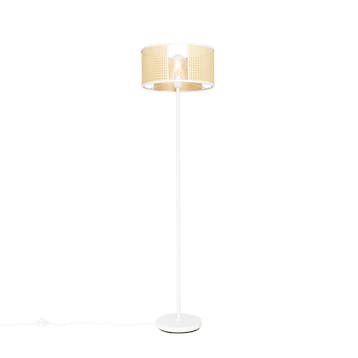 Oosterse vloerlamp wit met rotan 40 cm - Akira, Huis en Inrichting, Lampen | Vloerlampen, Verzenden, Nieuw, Retro