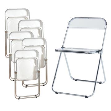 Klapstoel set van 6 Pornainen 74x46x47 cm transparant [en.ca, Huis en Inrichting, Stoelen, Verzenden, Nieuw