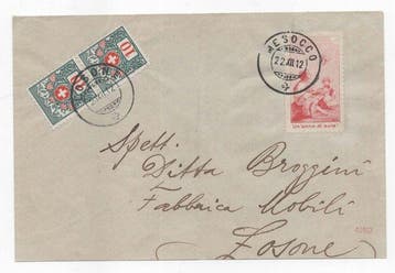 Zwitserland 1912 - Précurseur III op brief naar Losone,, Postzegels en Munten, Gestempeld