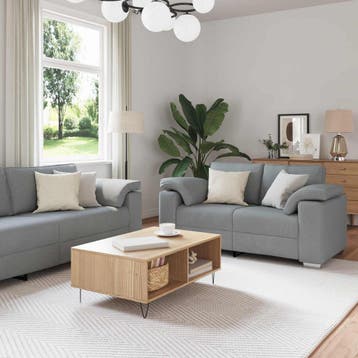 vidaXL Bank 3 st Lichtgrijs Linnen-mix stof, Verzenden, Nieuw, Stof, 200 tot 250 cm